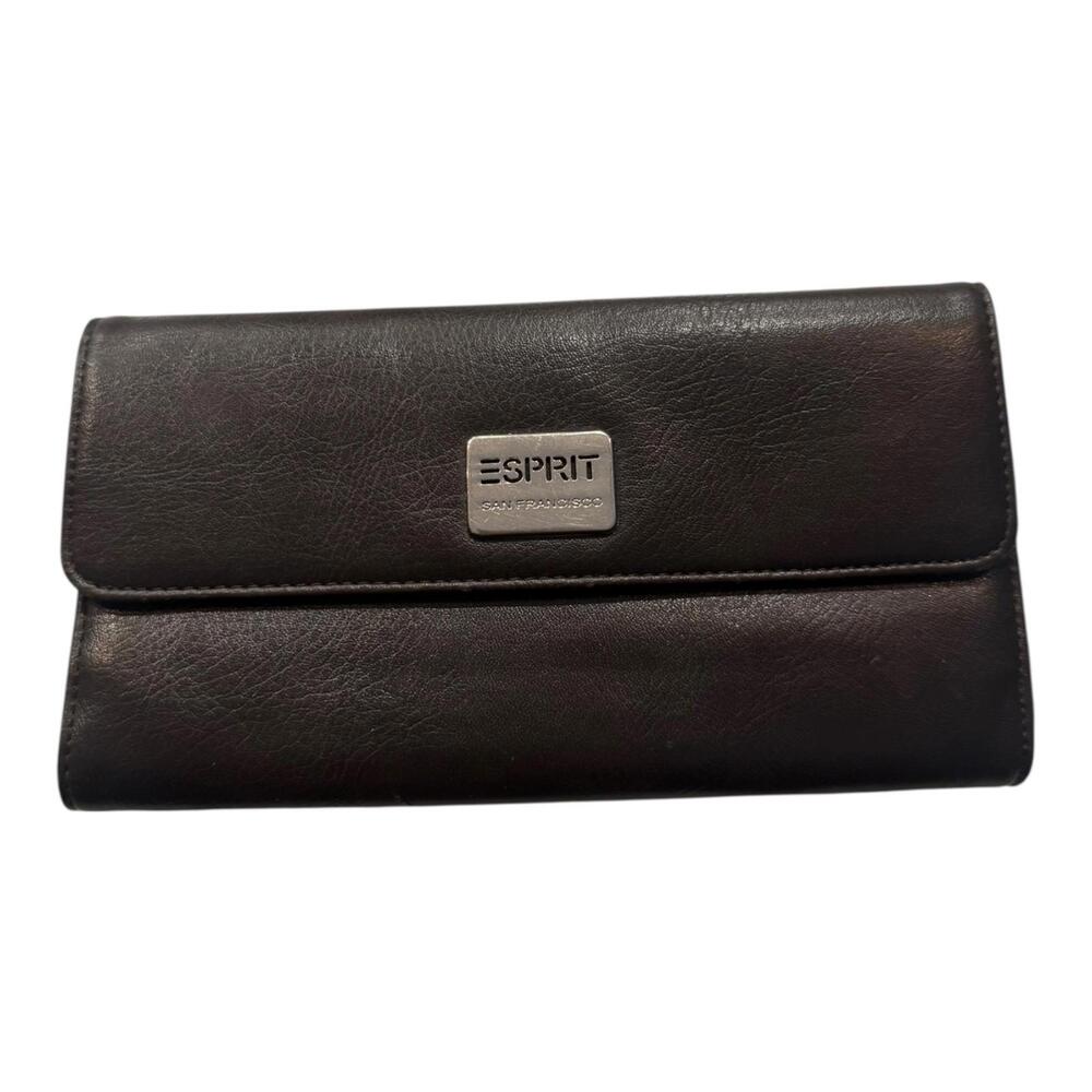 Vintage Esprit San Francisco Black Leather Continental Wallet